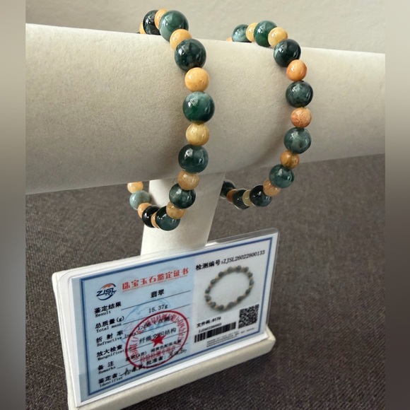 💯% 2 Pieces Jade Beaded Bracelets - Picture 2 of 6